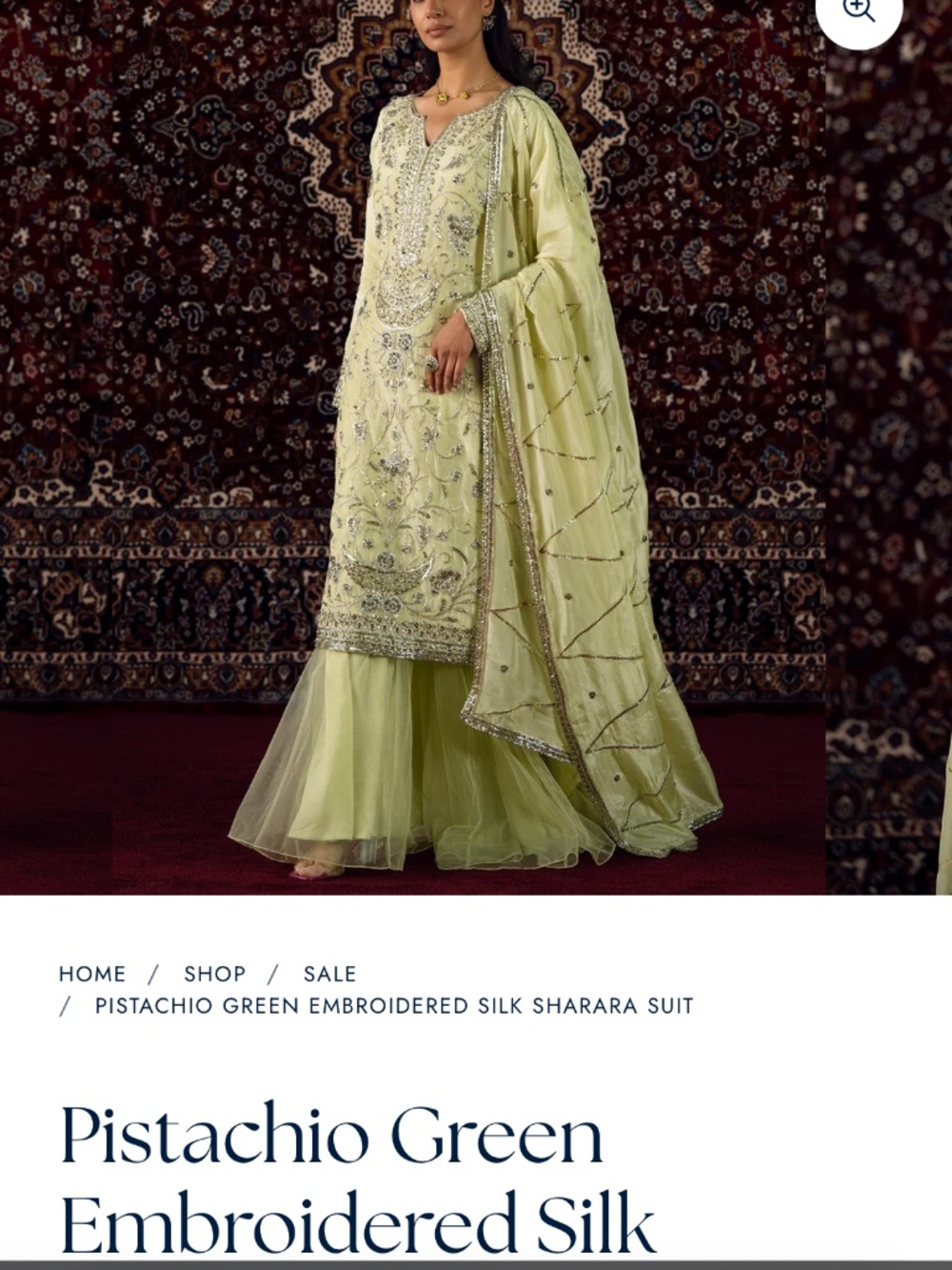 Lashkaraa Pistachio Green Embroidered Silk Jumpsuit
